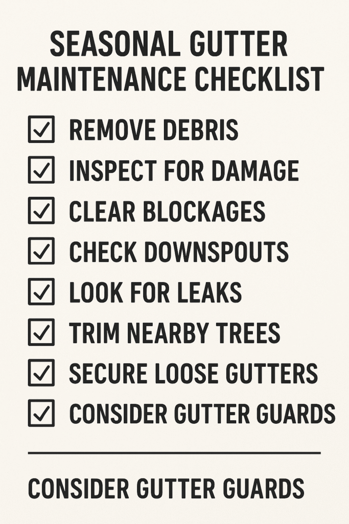 Seasonal gutter cleaning checklist
